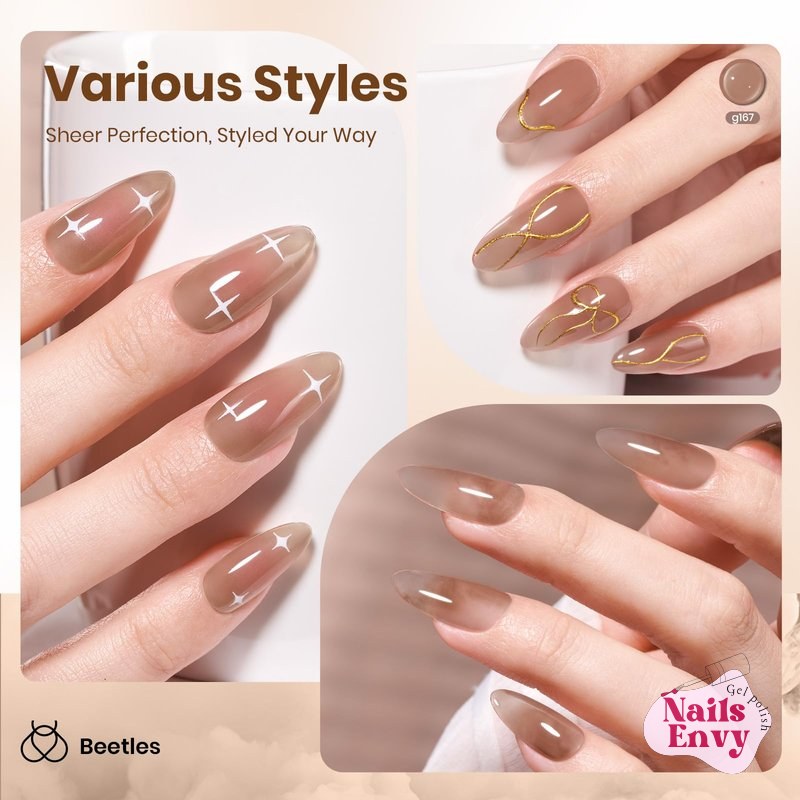 Beetles Soft Brew Jelly Gel Polish Beetles Brown Jelly Gel Nail Polish in Soft Brew