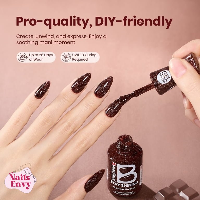 Beetles Hazelnut Brownie Gel Polish Beetles Stay Shining Collection Gel Nail Polish, Hazelnut Brownie