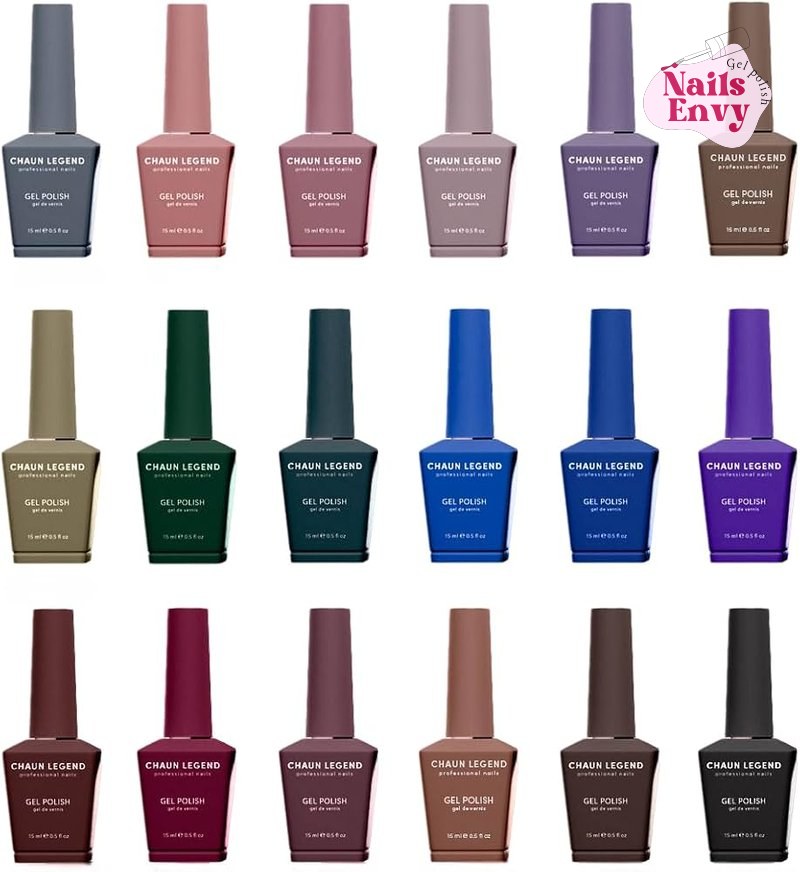 A vibrant set of Chaun Legend UV Gel Nail Polish Collection