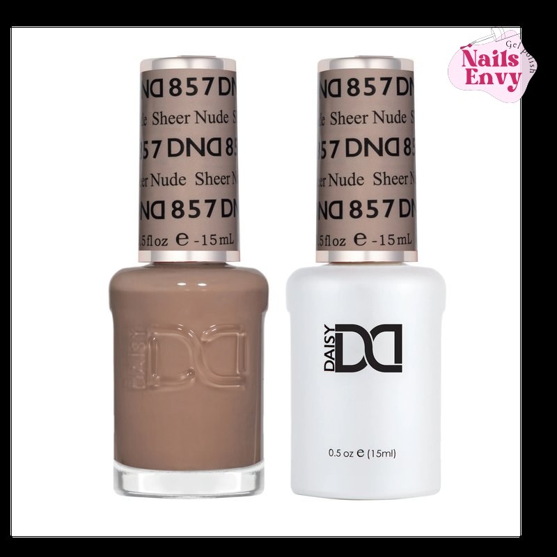 DND Sheer Nude 857 DND Sheer Nude 857 gel polish and lacquer swatch