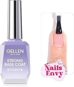 GELLEN Gel Base Coat, No Wipe, UV Cured Gel Polish, 0.61 Fl.Oz | No Sanding Needed Clear Gel Nail Polish, Nail Salon Manicure Nail Base Coat Polish