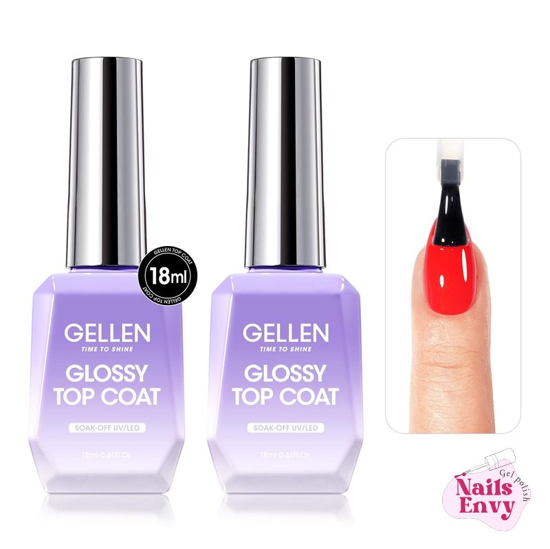 Amazon.com: GELLEN 2 Pcs No Wipe Gel Top Coat Set, UV Light Needed, 18ml | High Shiny Long-Lasting Soak Off Clear Nail Polish, Home Salon DIY Manicure for Women : Beauty &