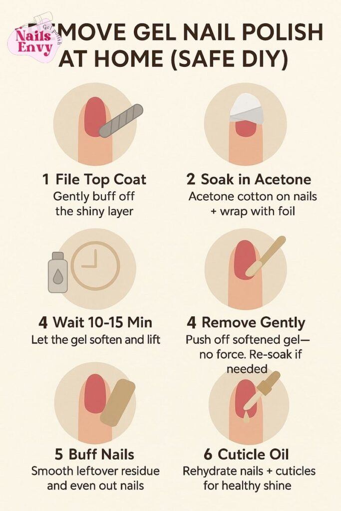 A person gently removing gel nail polish with cotton and foil