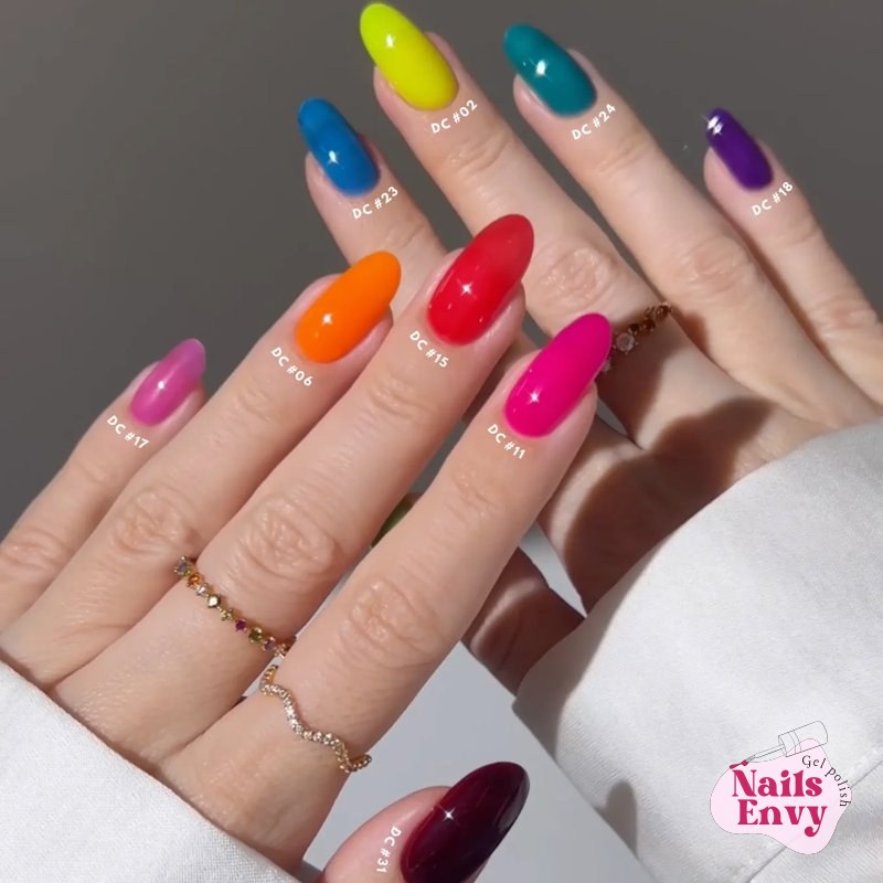 Vibrant collection of jelly gel polish shades