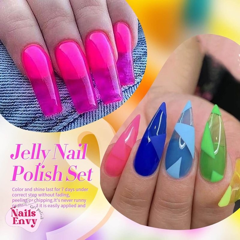 Vibrant jelly gel nail polish set for DIY nail art