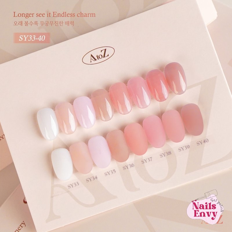 A colorful display of Premium Korean Gel/Korea Gel/Candy Gel AtoZ 40 Set Syrup Collection, showing off the vibrant syrup gels.