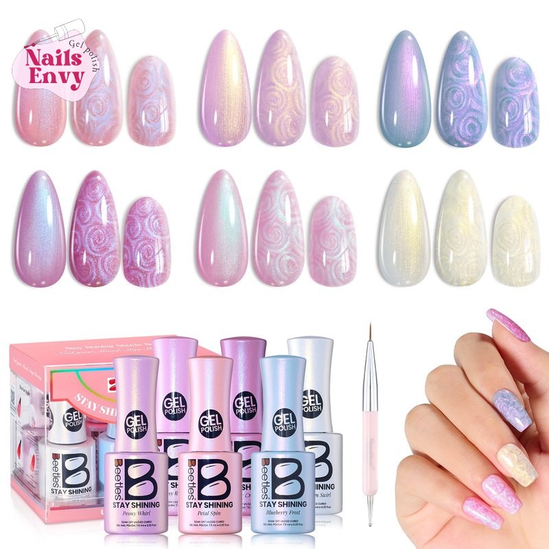 Beetles Gel Nail Polish Set, Stay Shining Pearly Swirl Shades