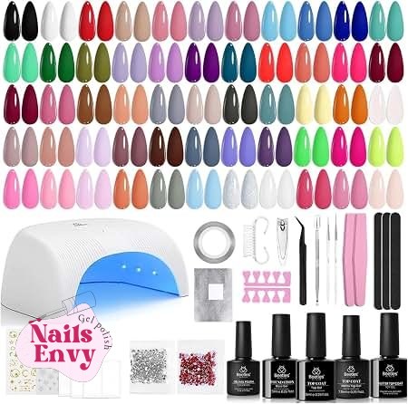 Sensationail Gel Nail Polish Kit with 10 PC UV Multicolor Polish Set