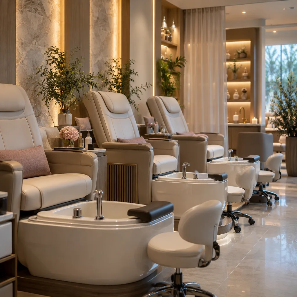 Discover Selected Manicure Styles at LCS Nails Frisco in 2026 Client receiving a luxurious deluxe manicure in a serene salon setting.