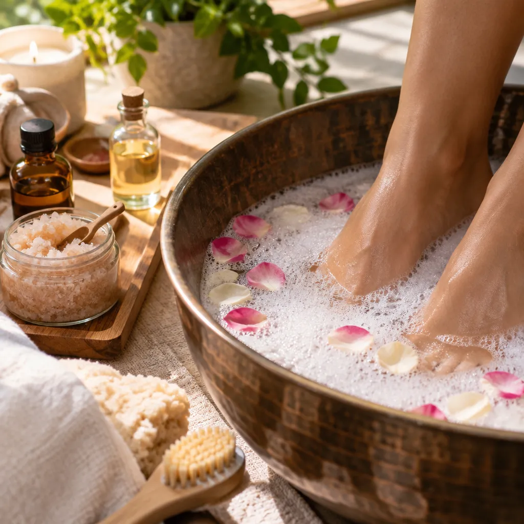 Top 5 Pedicure Services at Nail Salon Muncie Stylish foot spa setup with bubbles and essential oils